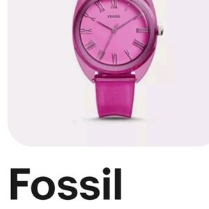 Fossil Pink Silicone Strap Watch with Roman Numerals